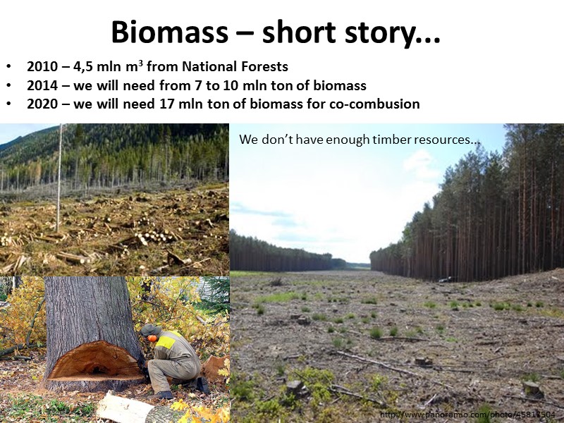 Biomass – short story... 2010 – 4,5 mln m3 from National Forests 2014 –